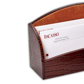 Brown Crocodile Embossed Leather Letter Holder